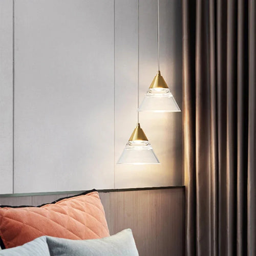 Lamp Modern Acrylic Pendant Light Fixtures Gold, Mini Pendant Lighting For Kitchen Island, Dining Room, Bedroom, Hallway, Kitch - vue 2 sur 7
