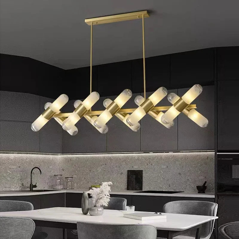 lustre italien moderne led minimaliste en cuivre pour bar café - vue 4 sur 12