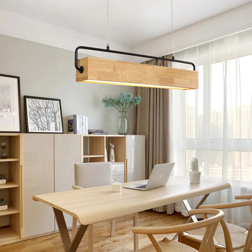 suspension led en bois du japon style nordique moderne - vue 3 sur 6