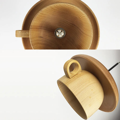 Creative bois tasse suspension moderne salle à manger suspension lampe cuisine luminaires éclairage intérieur décor à la maison Loft Luminaire - vue 8 sur 8