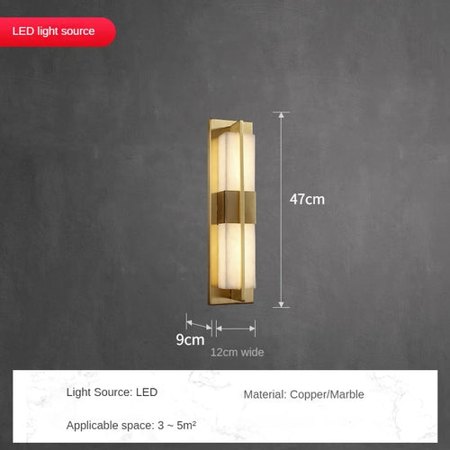 applique murale led en cuivre avec bande de marbre espagnole - vue 11 sur 12