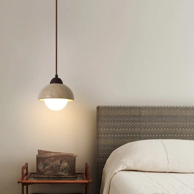 lustre suspendu vintage en pierre naturelle avec led - vue 3 sur 6
