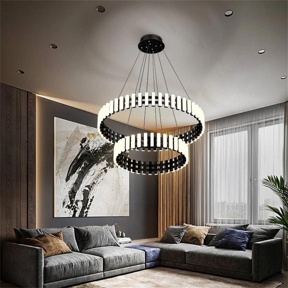 lustre moderne art rond carré pour décoration restaurant - vue 3 sur 8