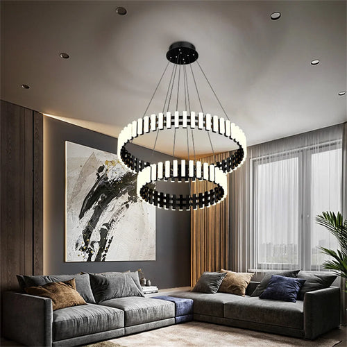 lustre moderne art rond carré pour décoration restaurant - vue 4 sur 8