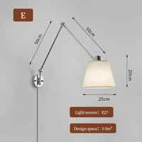 applique murale télescopique moderne bras basculant lampe rotative