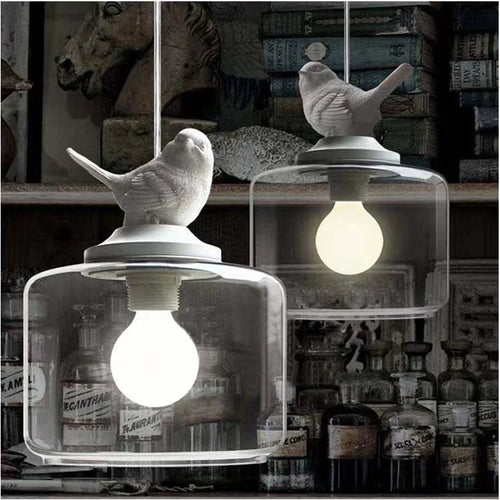 Suspension moderne créatif oiseau led en verre - vue 3 sur 8