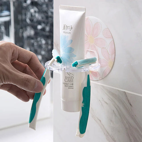 porte-brosse à dents auto-adhésif avec support et distributeur intégré - vue 6 sur 14