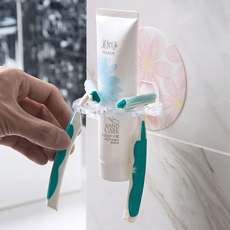 porte-brosse à dents auto-adhésif avec support et distributeur intégré - vue 5 sur 14