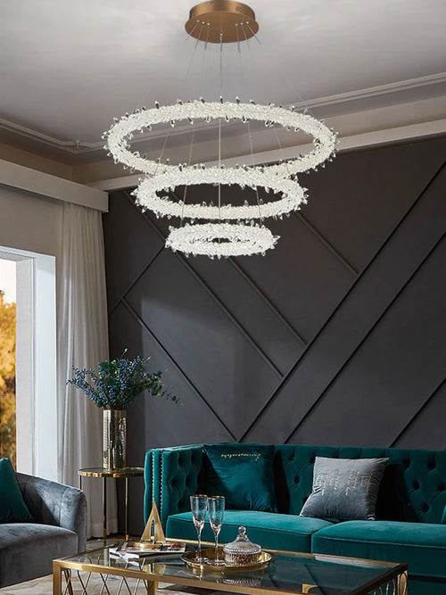 lustre en cristal de luxe à fleurs de glace éclairage suspendu élégant - vue 3 sur 12
