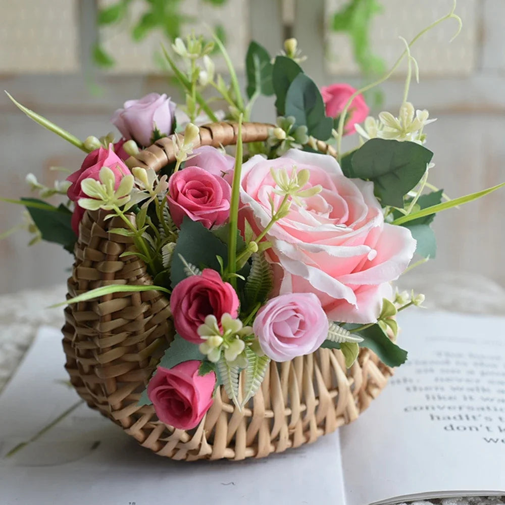 panier en rotin et osier pour fleurs et rangement - vue 5 sur 7