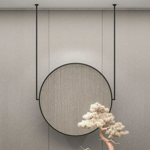miroir mural rond en métal doré accessoire décoratif élégant - vue 7 sur 6