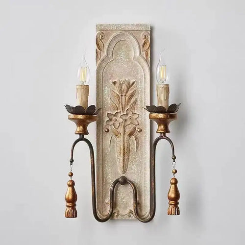 applique murale vintage en bois massif style américain et français - vue 2 sur 7