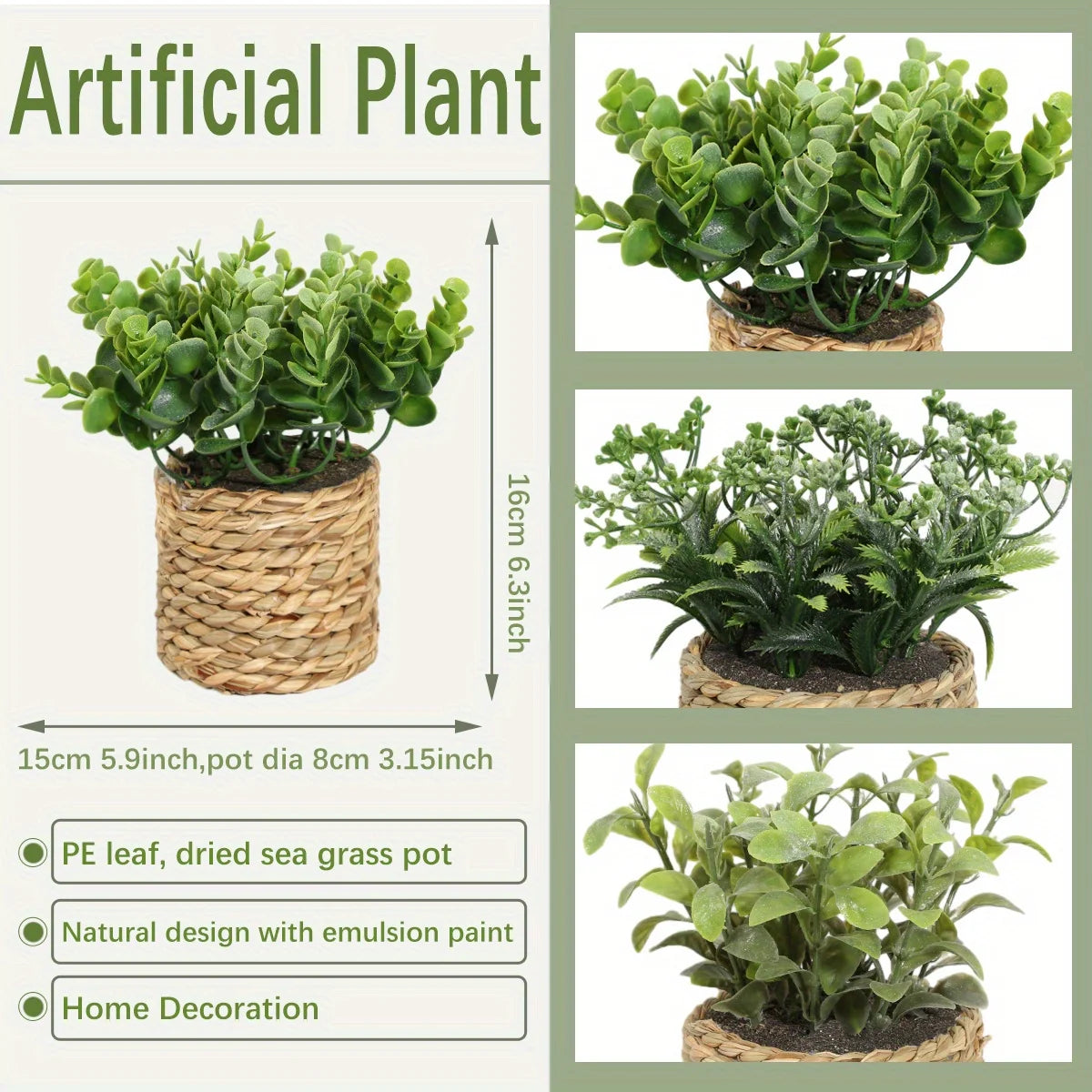 plantes artificielles fleurs eucalyptus décoratives en pot 17 cm - vue 2 sur 9