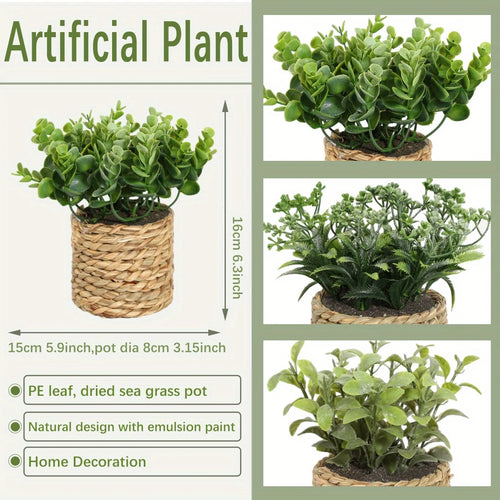 plantes artificielles fleurs eucalyptus décoratives en pot 17 cm - vue 3 sur 9