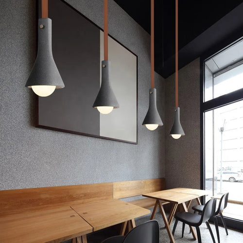 suspension industrielle en cuir et ciment style rétro décorative - vue 7 sur 18