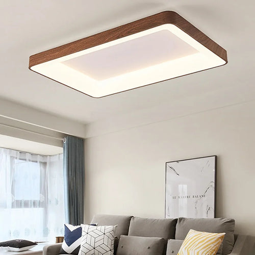 plafonniers led imitation bois éclairage rond rectangle carré - vue 3 sur 13