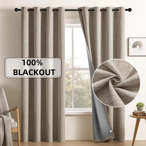 Rideau occultant faux lin extra long sur mesure - vue 2 sur 9