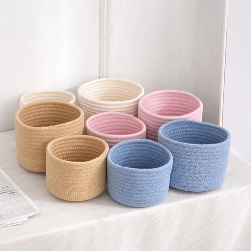 paniers de rangement en corde de coton pour jouets et objets divers - vue 3 sur 12