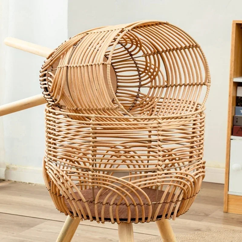 support de fleurs en rotin tissage nordique pratique et esthétique - vue 3 sur 9
