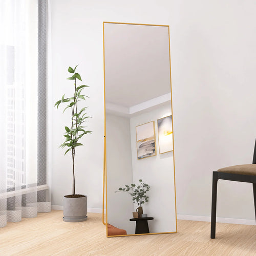 miroir cosmétique en verre trempé avec cadre aluminium doré - vue 2 sur 6