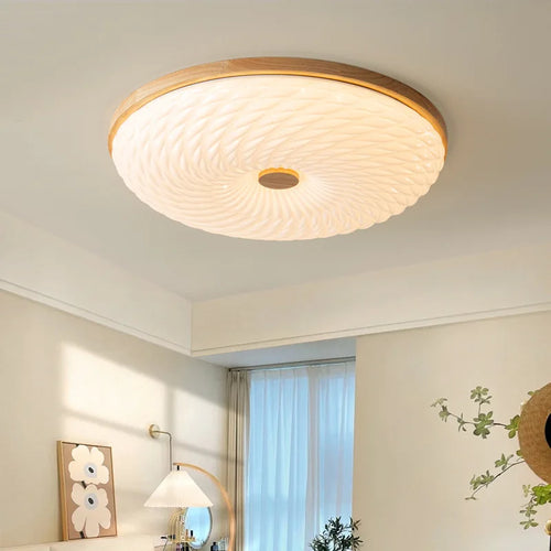 plafonnier led encastré en bois créatif nordique loft éclairage - vue 4 sur 10
