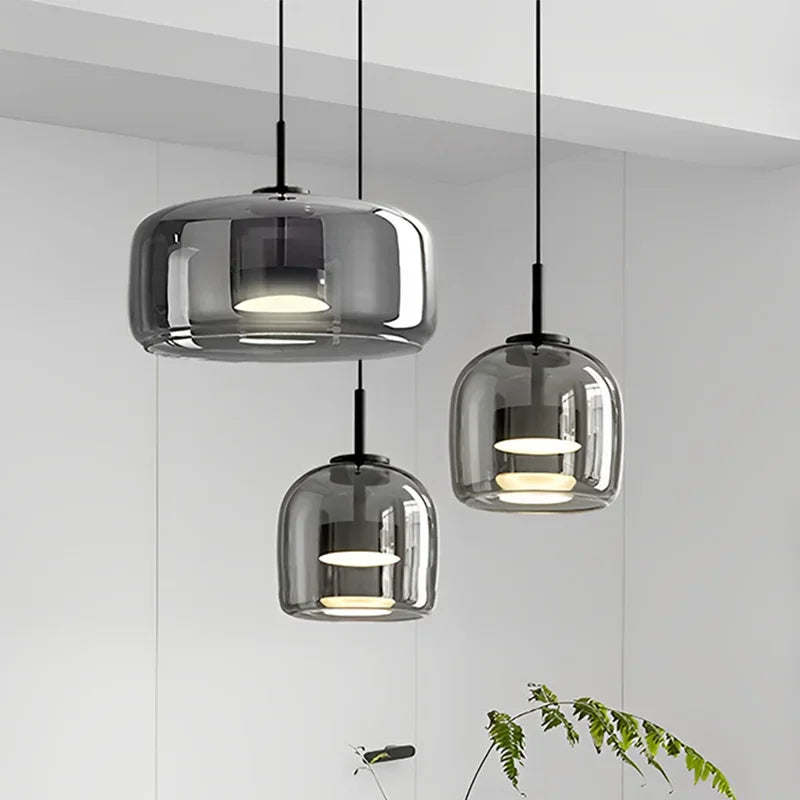 Suspension LED en verre au design nordique moderne
