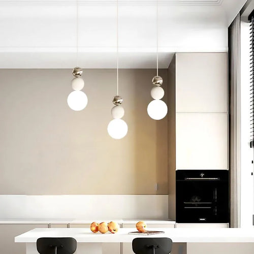 suspension nordique en verre blanc fil réglable luminaire décoratif - vue 2 sur 7