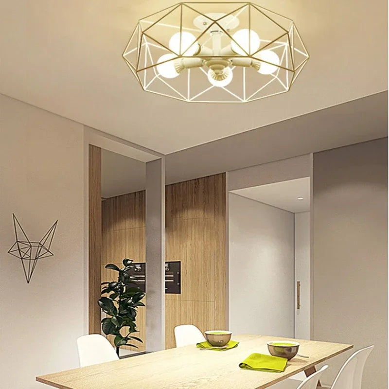 Hot Sale Multiple Heads Geometric Led Ceiling Lamp For Kitchen Item Living Room Bedroom Balcony Decorative Lighting Furniture - vue 3 sur 15