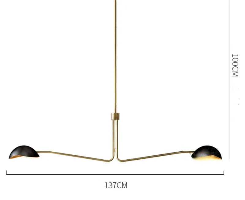 lustre rétro en cuivre design créatif à bras long - vue 15 sur 16
