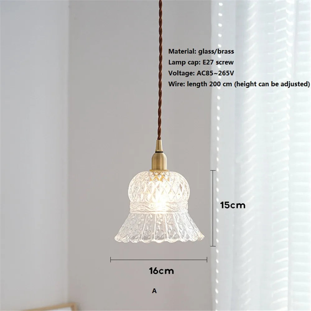 lustre antique en laiton et verre pour décoration maison - vue 8 sur 8