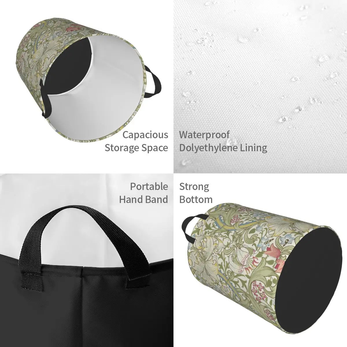 panier à linge pliable floral pour rangement jouets bébé - vue 10 sur 30