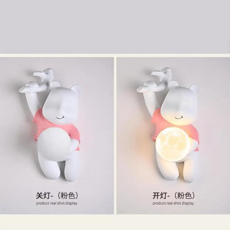 applique murale ours moderne pour chambre enfants et salon - vue 4 sur 9