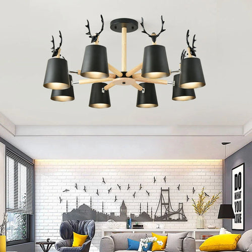 plafonnier moderne en bois de cerf pour décoration intérieure - vue 6 sur 8