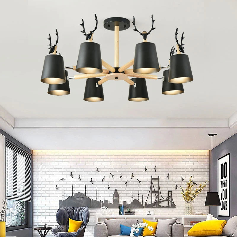 plafonnier moderne en bois de cerf pour décoration intérieure - vue 5 sur 8