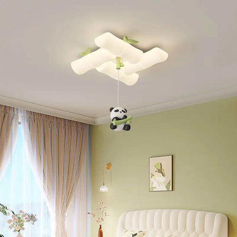 plafonnier panda en bambou pour chambre d'enfant et maternelle - vue 4 sur 8