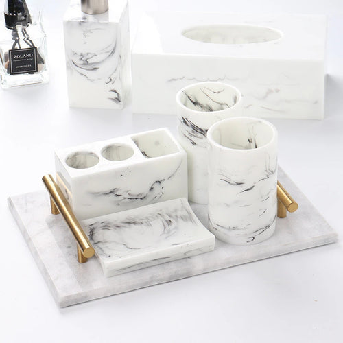 support brosse à dents créatif en résine marbrée multifonction - vue 4 sur 7