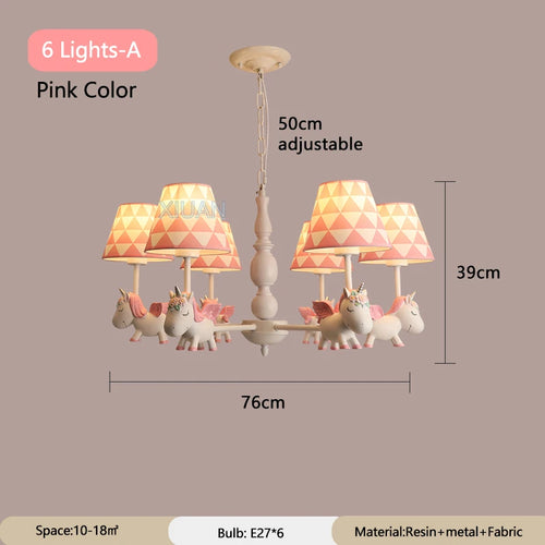 lustre licorne dessin animé pour chambre d'enfant suspendu - vue 15 sur 24