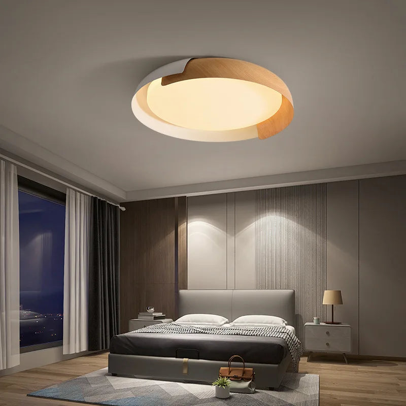 plafonnier nordique en bois pour décoration intérieure et éclairage LED - vue 6 sur 9