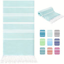 Serviette de plage turque rayée pompons séchage rapide