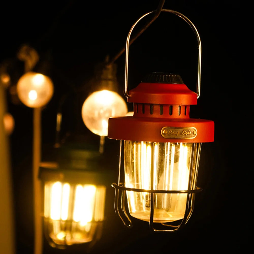 lampe rétro portable rechargeable pour camping et éclairage extérieur - vue 8 sur 8