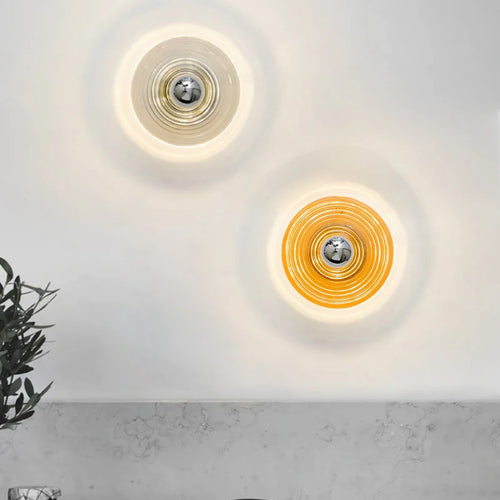 Applique murale en verre led nordique ondulations d'eau ronde - vue 5 sur 8