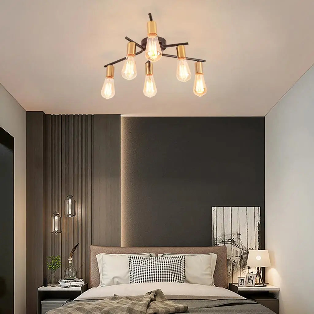 lustre rétro en fer forgé pour éclairage moderne intérieur - vue 4 sur 7