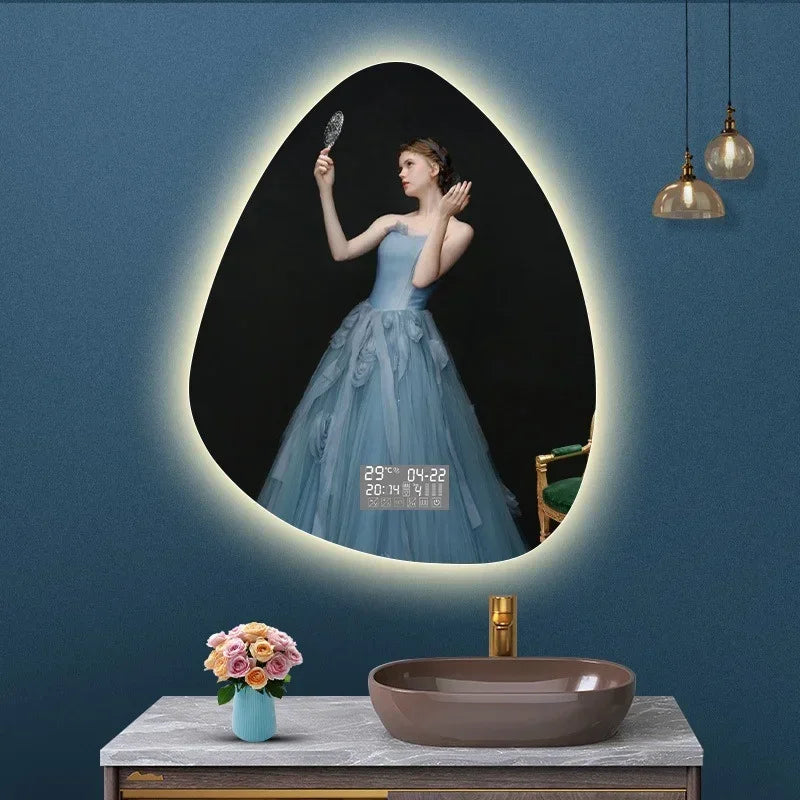 miroir vertical irrégulier avec lumière led et haut-parleur bluetooth - vue 5 sur 15