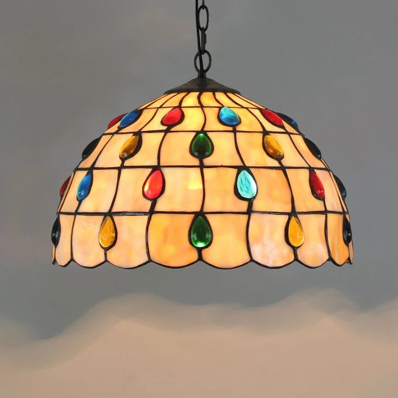 Lustre en verre coloré Tiffany rétro européen - vue 20 sur 29