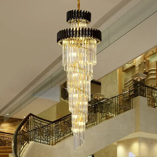 lustre led spirale luxe suspension cristal pour hauts plafonds - vue 4 sur 8