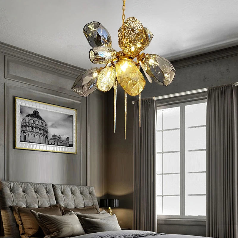 Lustre en verre post-modernes led de luxe - vue 6 sur 14