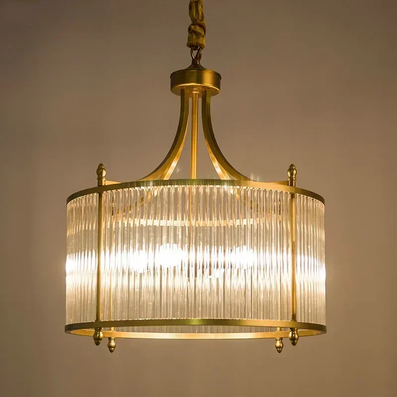 plafonnier moderne en verre et cuivre doré pour intérieur élégant - vue 4 sur 12