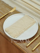 Chemin de table coton gaze vintage beige mariage