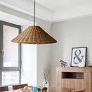 Suspension conique zen en rotin de bambou