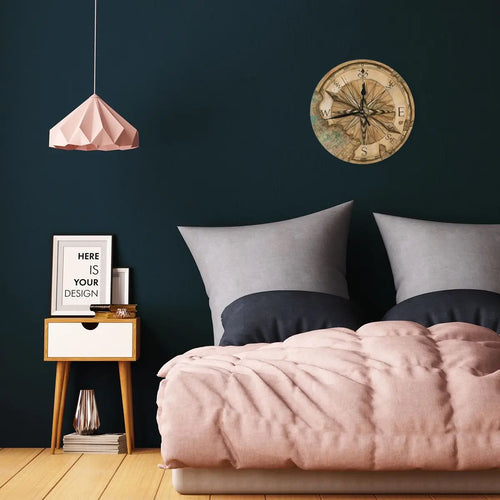horloge murale boussole nautique décoration ronde essentielle - vue 4 sur 7